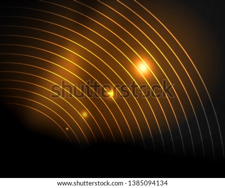Dark space with neon color glowing lights abstract background. Vector techno circles template