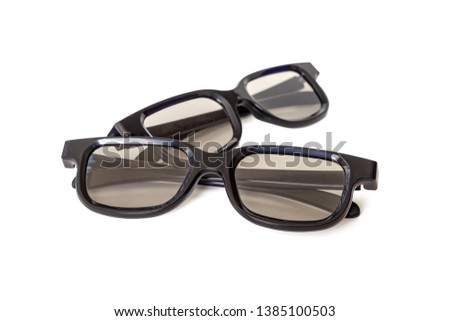 Glasses for viewing a three-dimensional image on a TV isolated on a white background