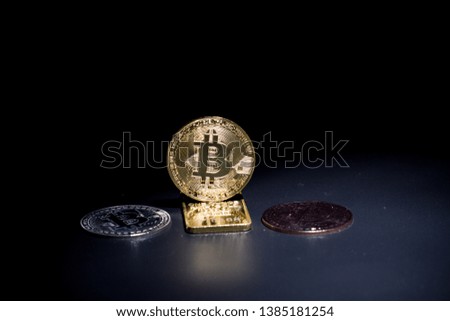 Bitcoin on a black background