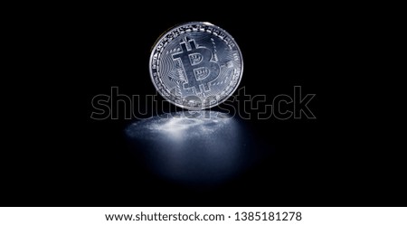 Bitcoin on a black background