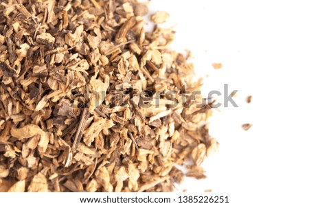 Dried Echinacea Root in a Pile on a White Background