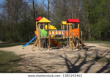 Sport playground. Outdoor, sunny day in spring. Latvia