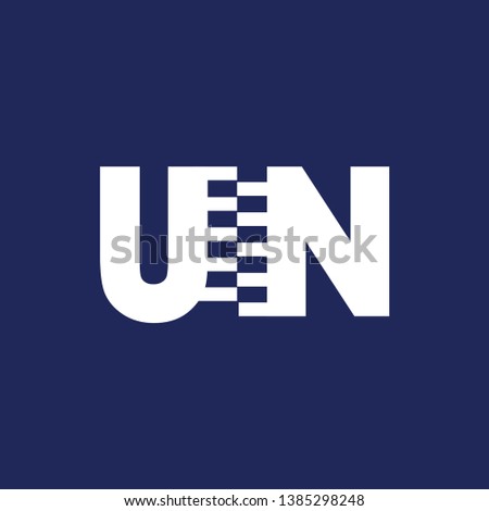 UN Initial Letter with Zip Logo Vector
