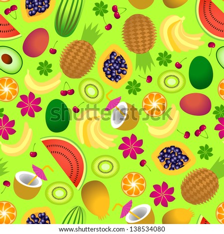 seamless pattern of tropical fruit
