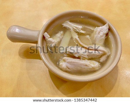 Top view of cup of chicken noodle soup