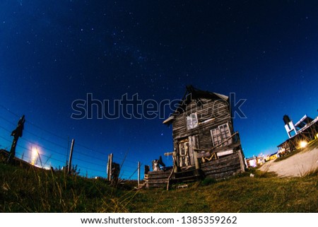 The Magic Place called Cabo Polonio in Rocha Department - Uruguay
a hippie eco village in the shore of the sea in the coast of Uruguay, a wooden typical house during night time.