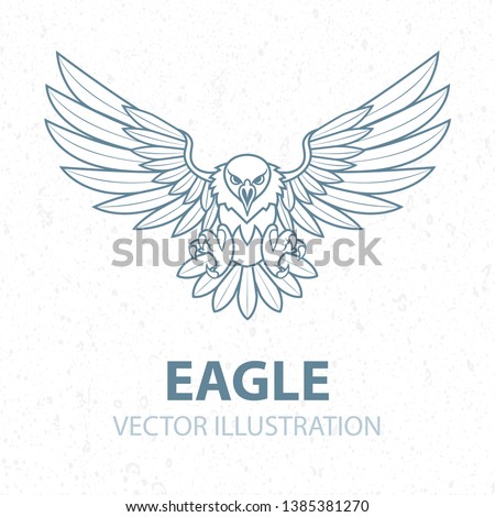 Eagle. Attacking eagle illustration. Outline eagle mascot. 
