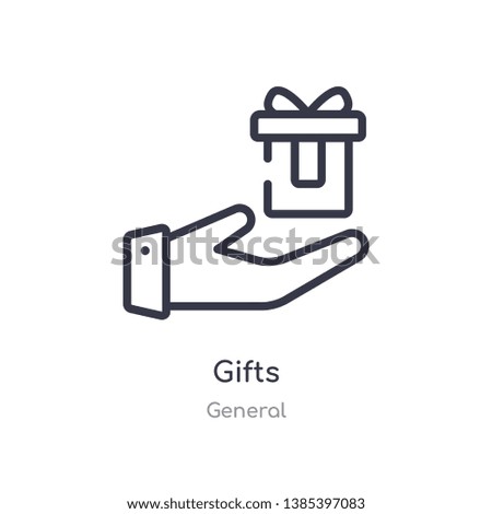 gifts outline icon. isolated line vector illustration from general collection. editable thin stroke gifts icon on white background