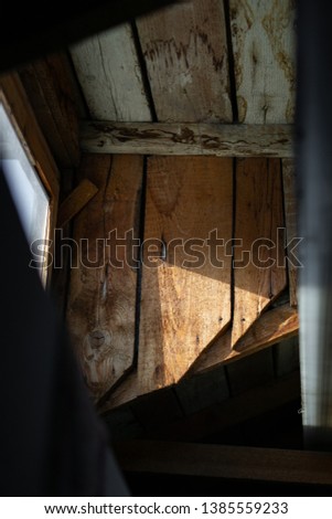 Wooden interior of a rooftop.
