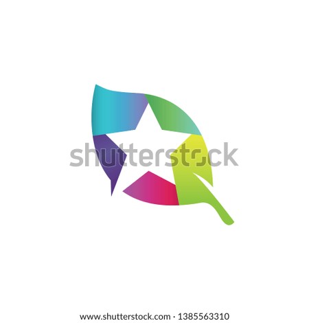 Creatif colorful star and leaf shapes logo - Vector logo template