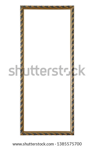 Old golden vintage frame with ornaments and empty space isolated on white background.