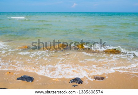 Wave & Sand beach background , holiday or relax in summer concept.
