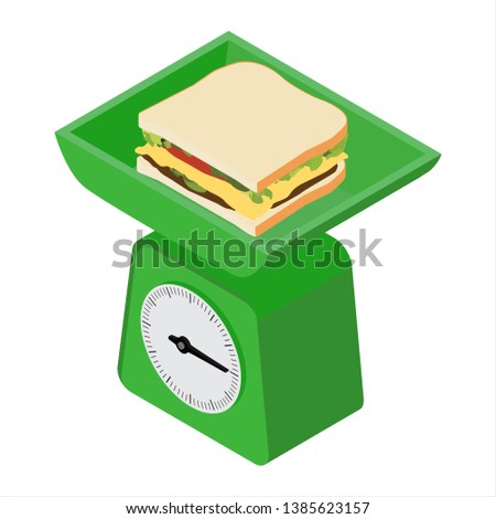 Domestic weigh scales and sandwich. Domestic weigh scales isometric view 
