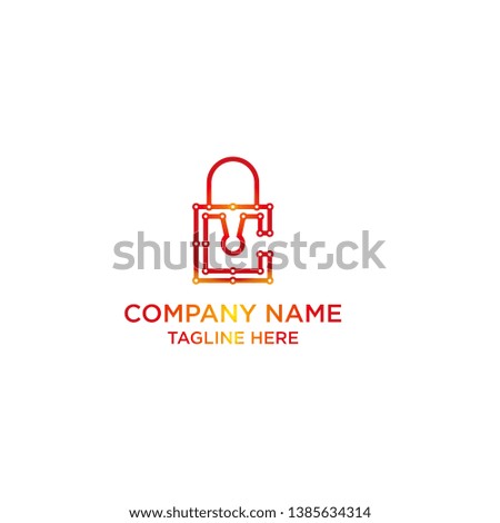 Letter C Pad Lock Logo Vector