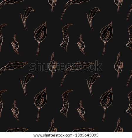 Rose gold seamless pattern. Floral wedding background or wrapping paper design. Brochure endless backdrop. Vector