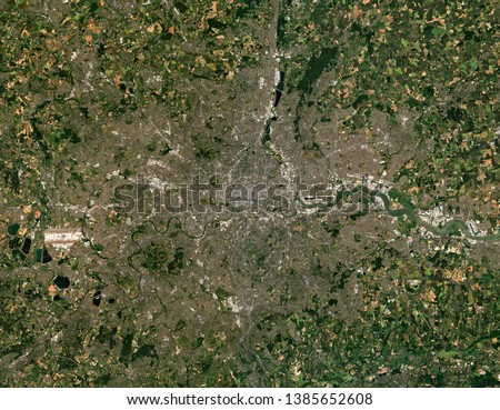 High resolution satellite image of London City, United Kingdom, 2018