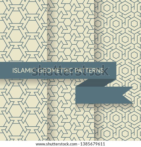 Traditional Islamic Geometric Patterns Backgrounds Set