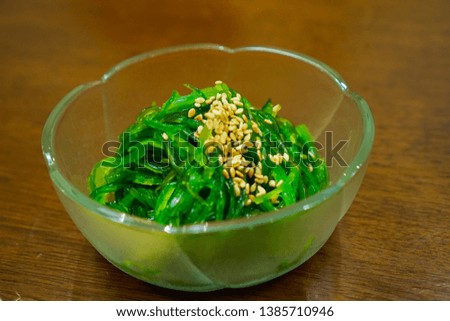 Japanese food, spicy seaweed salad