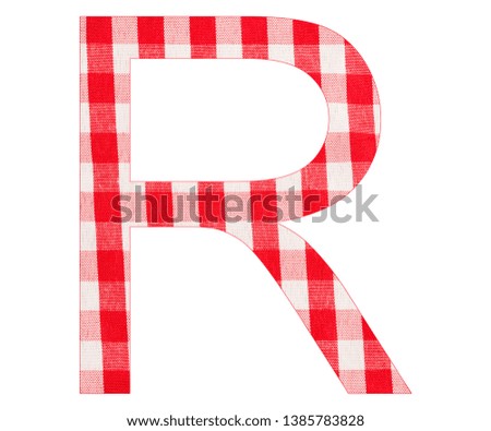 Letter R of the alphabet - Red checkered fabric tablecloth