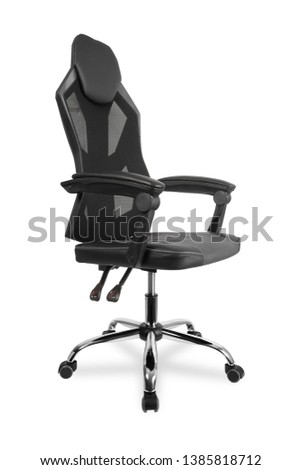 Comfortable black  armchair for gaming  isolated on white background.