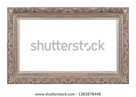 Panoramic silver frame for paintings, mirrors or photo isolated on white background