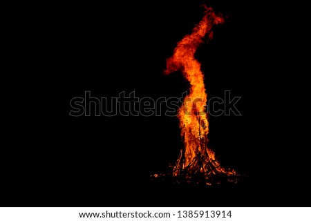 Fire pit on a black background, on fire, camp fire, flame