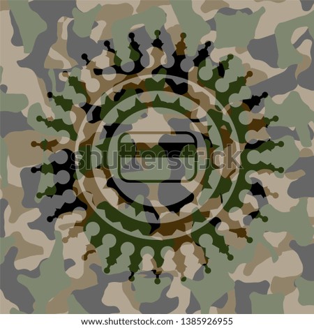 credit card icon inside camo texture