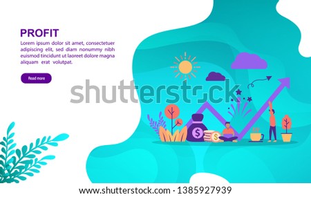 Profit illustration concept with character. Template for, banner, presentation, social media, poster, advertising, promotion