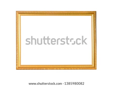 golden picture frame isolated on white background 