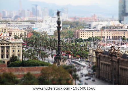 Tilt Shift panoramic view of Barcelona