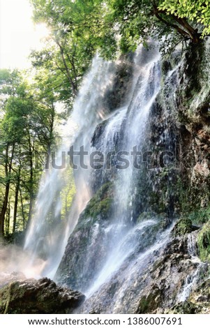 The waterfall of Bad Urach in the Swabian Alb Royalty-Free Stock Photo #1386007691