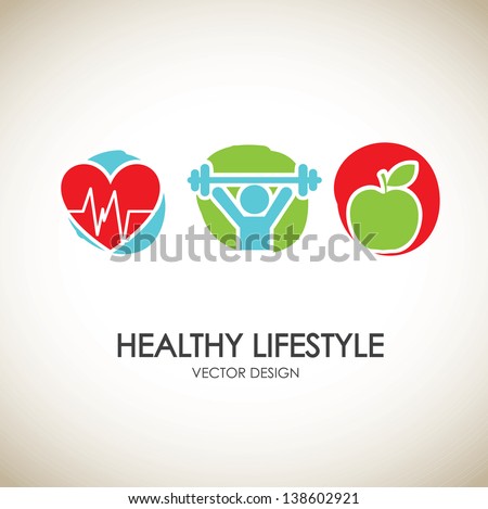 healthy lifestyle icons over vintage background vector illustration Royalty-Free Stock Photo #138602921