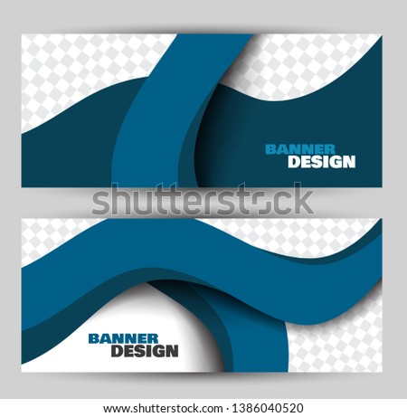 Banner for advertisement. Flyer design or web template set. Vector illustration commercial promotion background. Blue color.