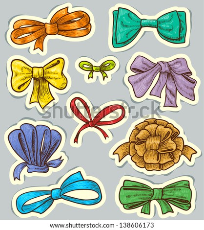 Vintage colorful tags with bows
