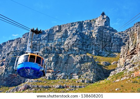 table mountain cable way in cape town, south africa Royalty-Free Stock Photo #138608201