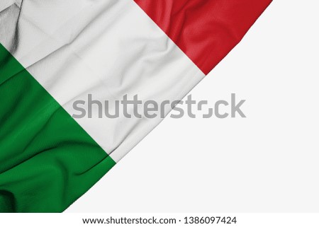 Italian flag of fabric with copyspace for your text on white background
