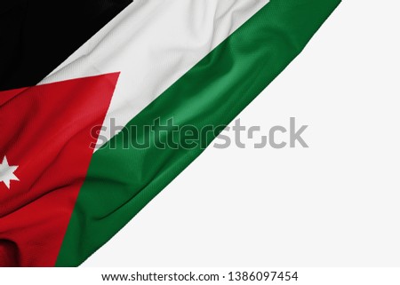 Jordan flag of fabric with copyspace for your text on white background