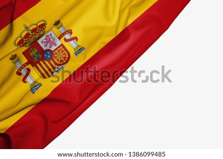 Spain flag of fabric with copyspace for your text on white background