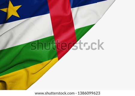 Central African Republic flag of fabric with copyspace for your text on white background