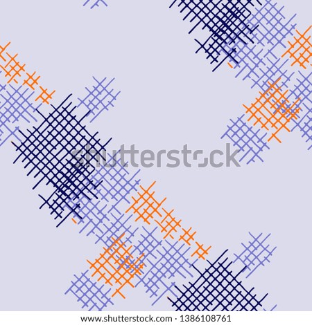 Grunge Seamless Tartan. Abstract Pattern. Retro Hand Drawn Texture with Shabby Crossing Lines. Colorful Vector Pattern for Print, Fabric, Cloth. Abstract Seamless Pattern.