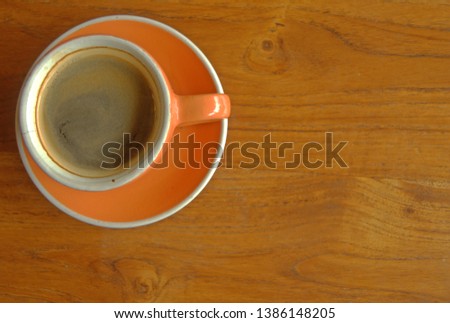 Coffee mug on the table,picture top view