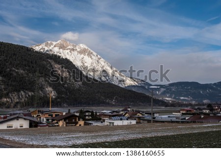 Imst, Rietz, Austria in the end of winter day