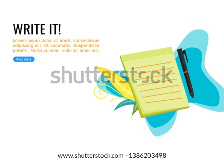 Flat Design Graphic of a Pen and a Note Book. Suitable for Journalism article.