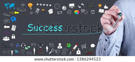 businessman draws an arrow of success