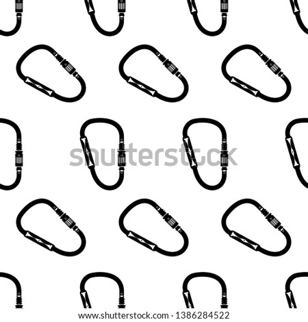 Carabiner Icon Seamless Pattern, Karabiner Icon, Metal Loop With A Spring Loaded Gate Vector Art Illustration