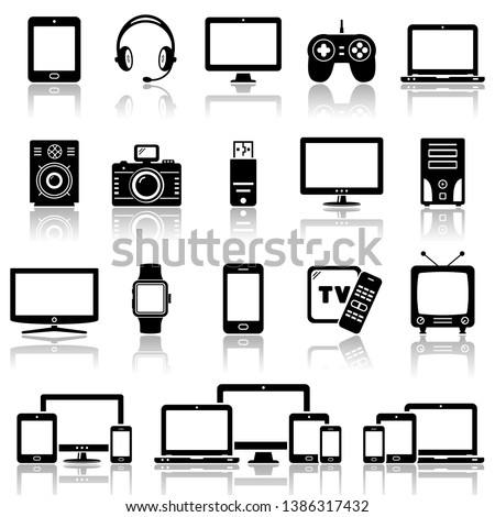 Set of Modern Digital devices icons set Royalty-Free Stock Photo #1386317432