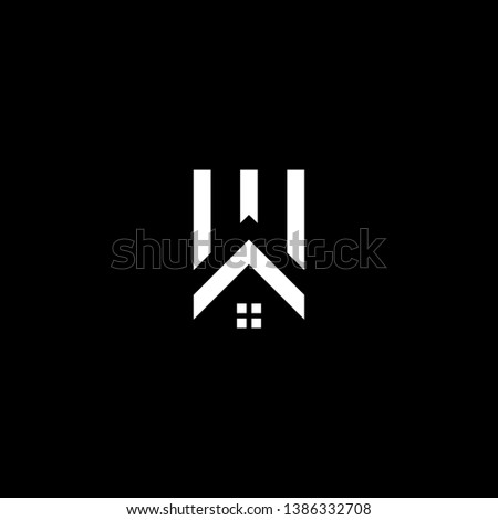 Logo design of W in vector for construction, home, real estate, building, property. Minimal awesome trendy professional logo design template on black background.