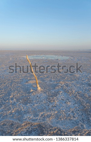 Bubbling pond in the salt plains of Asale Lake in the Danakil Depression in Ethiopia, Africa