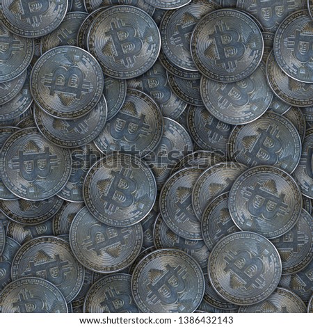 Background of coins. Cryptocurrency bitcoin. Seamless pattern.