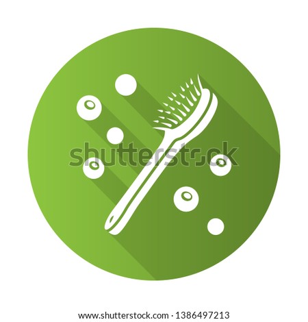 Natural bath brush flat design long shadow glyph icon. Eco friendly, recycle, reusable material. Organic wooden body brush. Dry massage accessory. Bathroom essential. Vector silhouette illustration